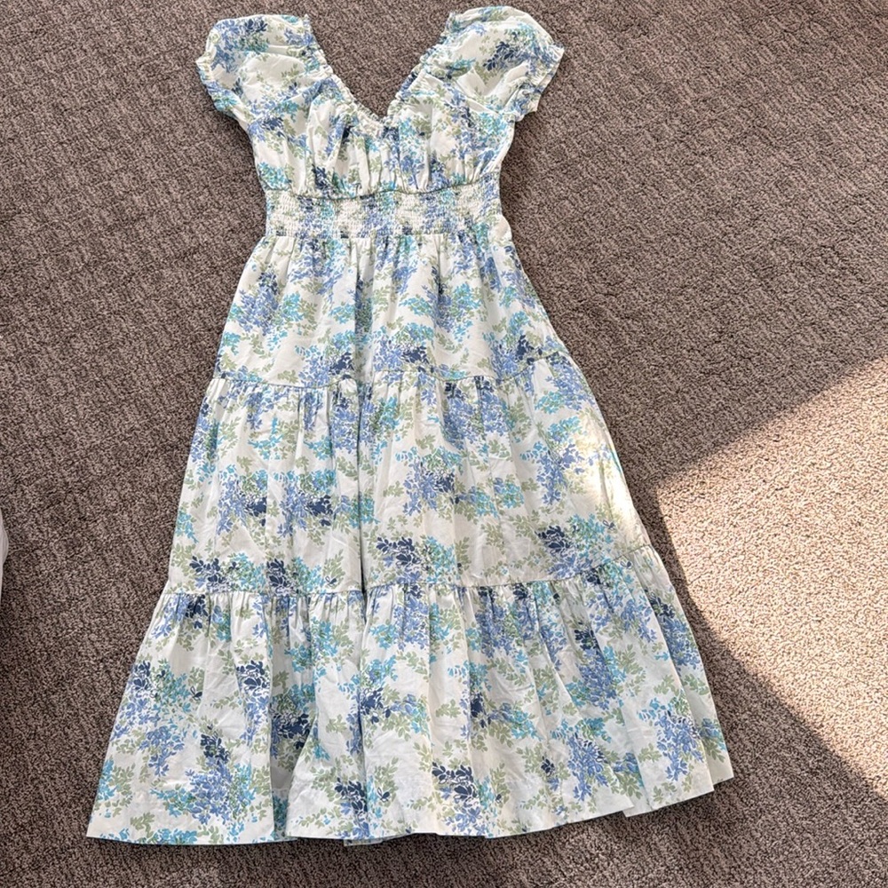 Abercrombie & Fitch Blue Floral Midi Dress